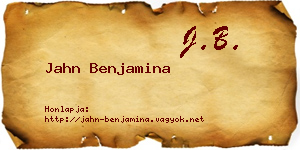 Jahn Benjamina névjegykártya